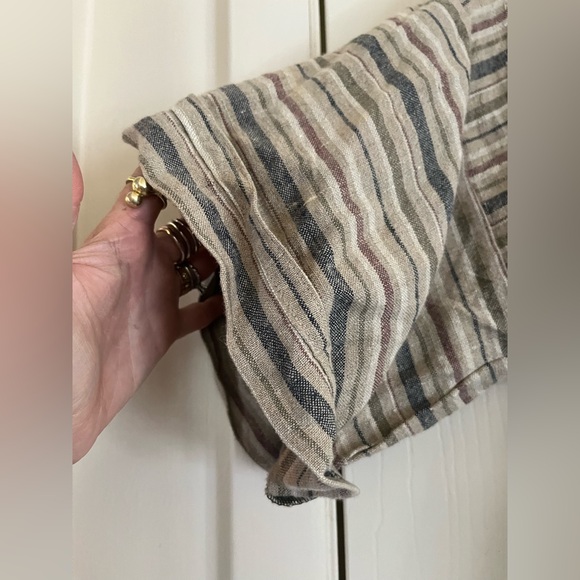 VTG 70s handmade linen cottagecore Lagenlook striped dress S - Picture 3 of 7